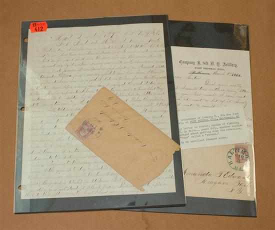 Appraisal: Civil War Soldiers' Letters Three items written from soldiers posted