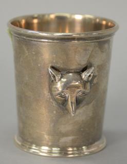 Appraisal: Kieselstein-Cord sterling fox cup having molded fox head on side