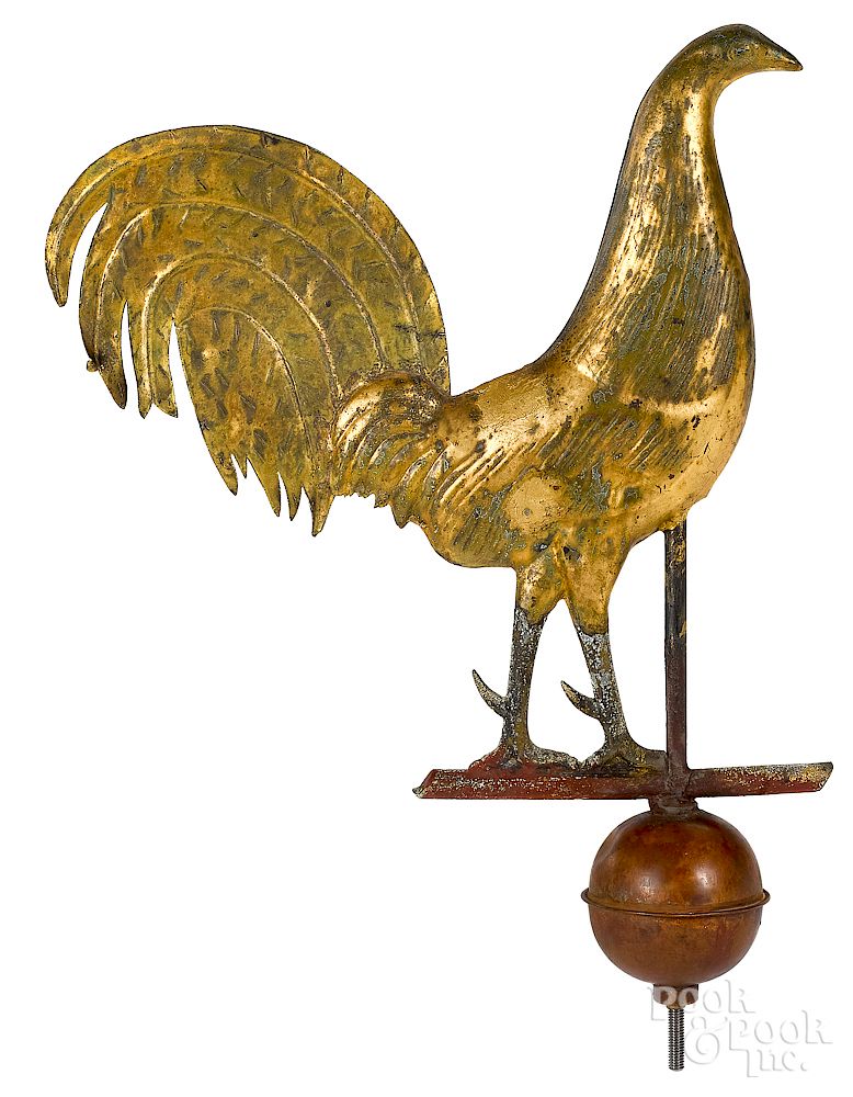 Appraisal: Swell bodied copper cockerel weathervane th c Swell bodied copper