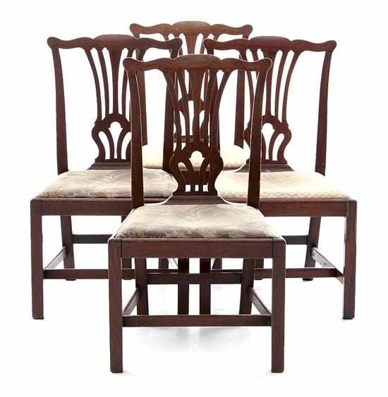 Appraisal: Set of four George III mahogany dining chairs late th