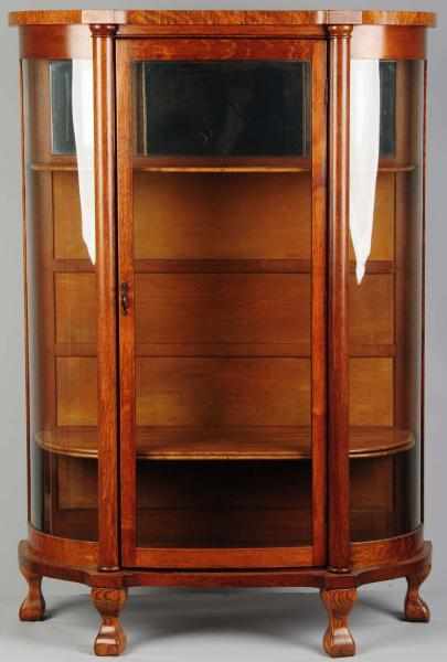 Appraisal: Oak Carved Glass China Cabinet with Shelves Circa Upper mirrored