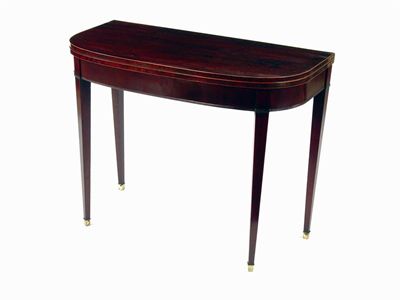 Appraisal: A Regency mahogany D-shape tea table the hinge top with