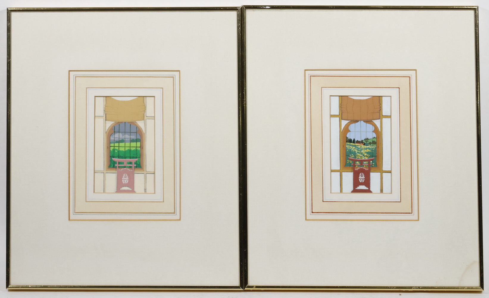 Appraisal: WILLIAM GRONOW-DAVIS UK - Interior Views Two Scenes gouache on