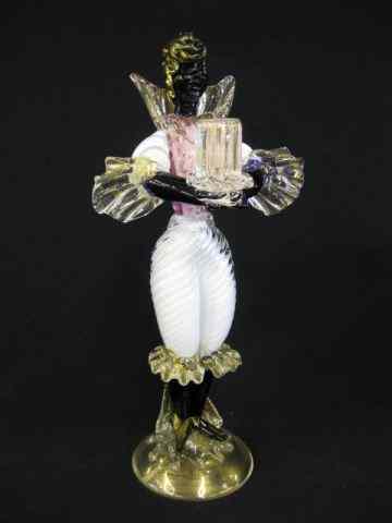 Appraisal: Italian Art Glass Figural Candleholder blackamoor holding a candle ''