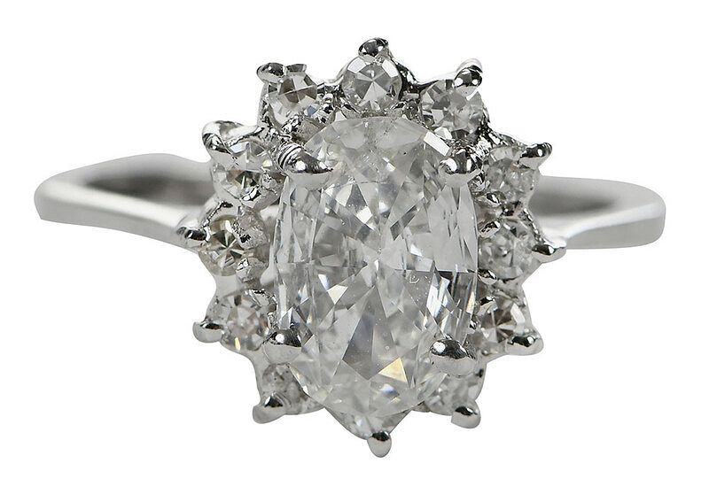 Appraisal: kt Diamond Ring center oval diamond estimated weight ct G-I