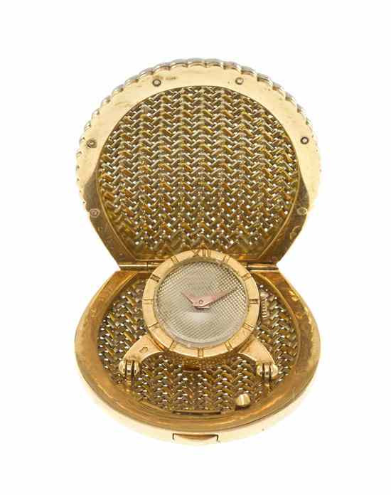 Appraisal: An Karat Gold and Diamond Travel Clock French Circa in