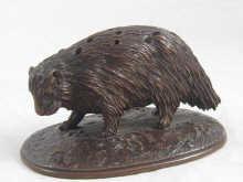 Appraisal: An Elkington Co bronze porcupine toothpick holder on oval base