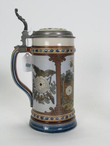 Appraisal: An Antique Mettlach Lidded Stein Liter