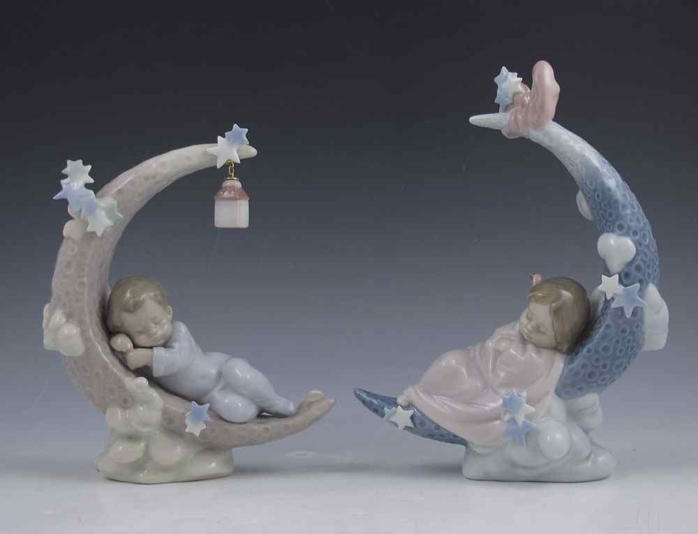 Appraisal: LLADRO PORCELAIN FIGURINES HEAVENLY SLUMBER Antonio Ramos issued '' x