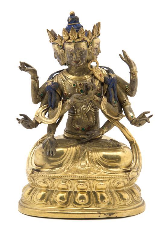 Appraisal: Sino Tibetan Polychrome and Gilt Deity th century having eight