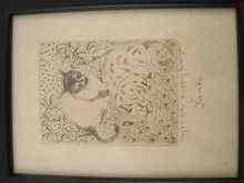 Appraisal: Orovida Pissaro an etching of cats with hand written personal