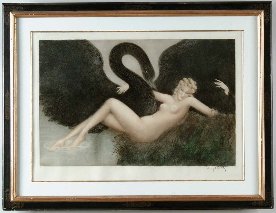 Appraisal: LOUIS ICART ETCHING LEDA AND THE SWAN One of the