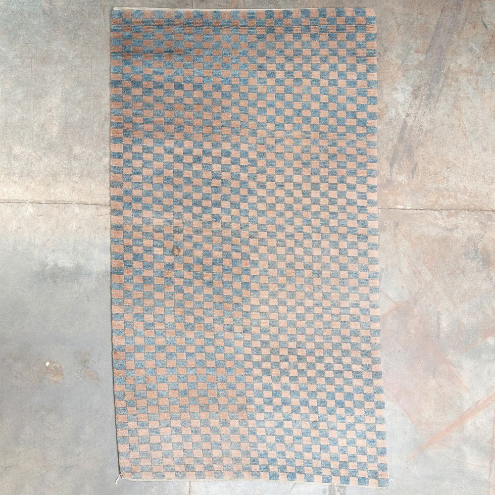 Appraisal: Tibetan Checkerboard Rug ft in x in Condition Minor staining