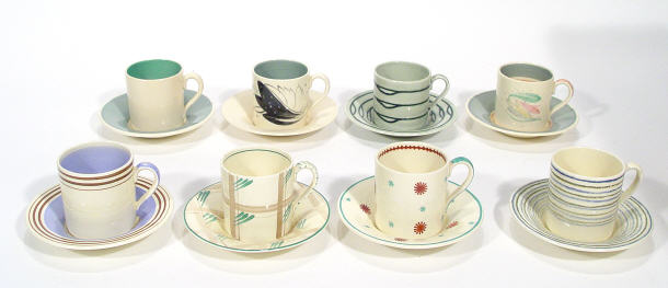 Appraisal: Seven Art Deco Susie Cooper coffee cans and saucers all