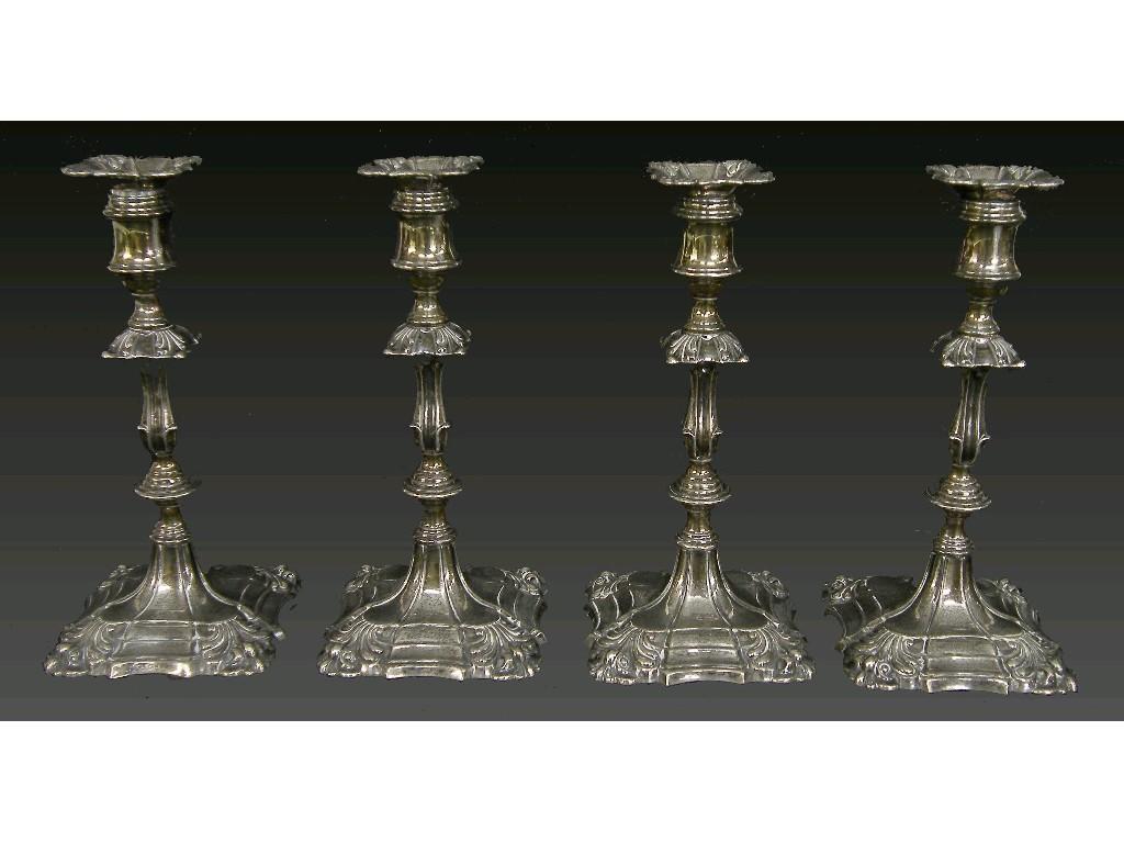 Appraisal: Good set of four William IV silver candlesticks the stems