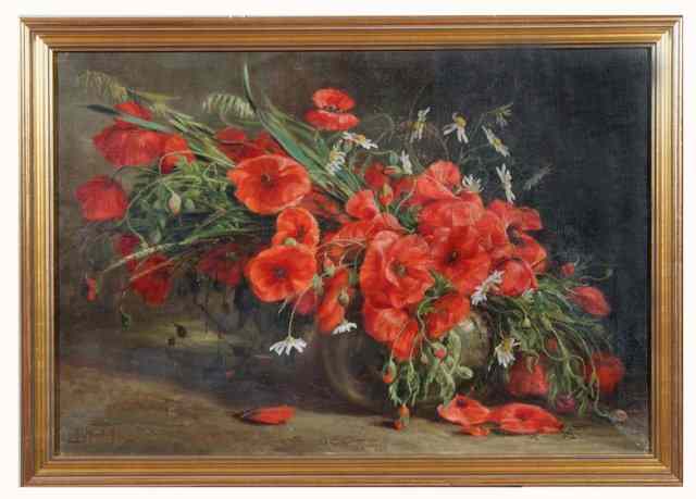 Appraisal: JOHN FITZMARSHALL - - Still life a vase of poppies