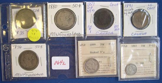 Appraisal: Seven better date Canada and Newfoundland coins all better dates