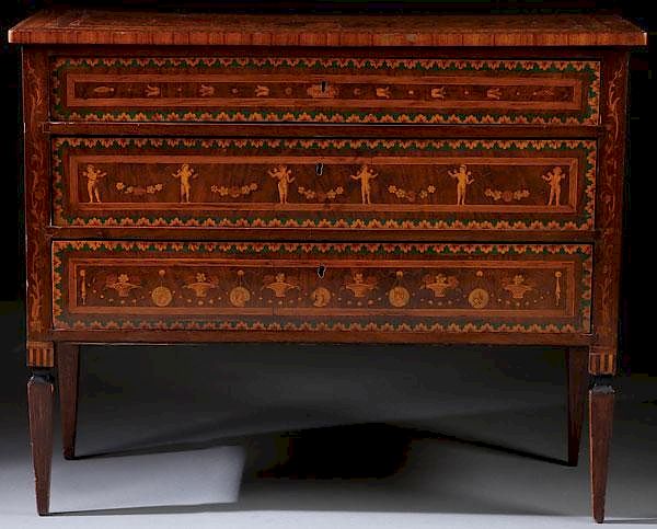 Appraisal: AN TH CENTURY ITALIAN MARQUETRY COMMODE AN TH CENTURY ITALIAN