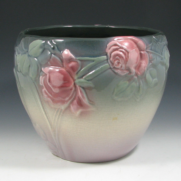 Appraisal: Weller Etna Jardiniere Weller Etna jardiniere with Roses Marked Weller