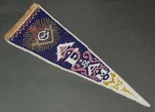 Appraisal: Antique Native American beaded Masonic pennant executed in velvet and