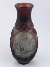 Appraisal: An impressive Chinese glass vase with deep ruby overlay cut