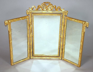 Appraisal: A Louis XVI style gilt wood triple dressing table mirror