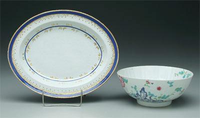 Appraisal: Two pieces Chinese porcelain export serving dish oval with gilt