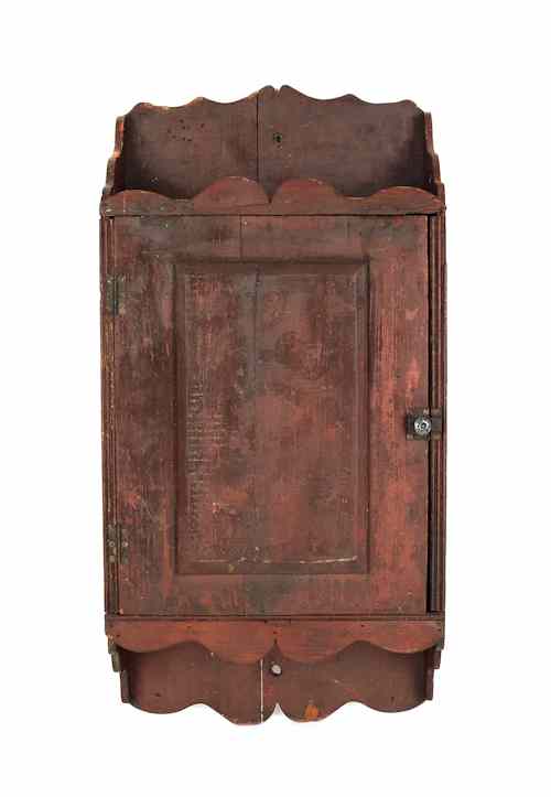 Appraisal: Primitive hanging cupboard th c h w