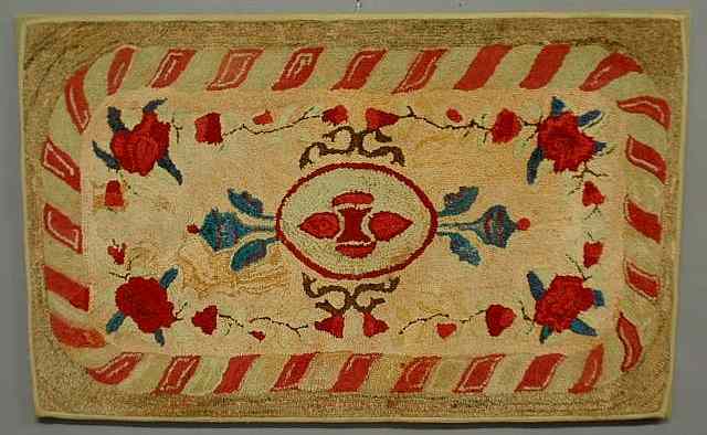 Appraisal: Colorful hooked rug with overall floral patterns early th c