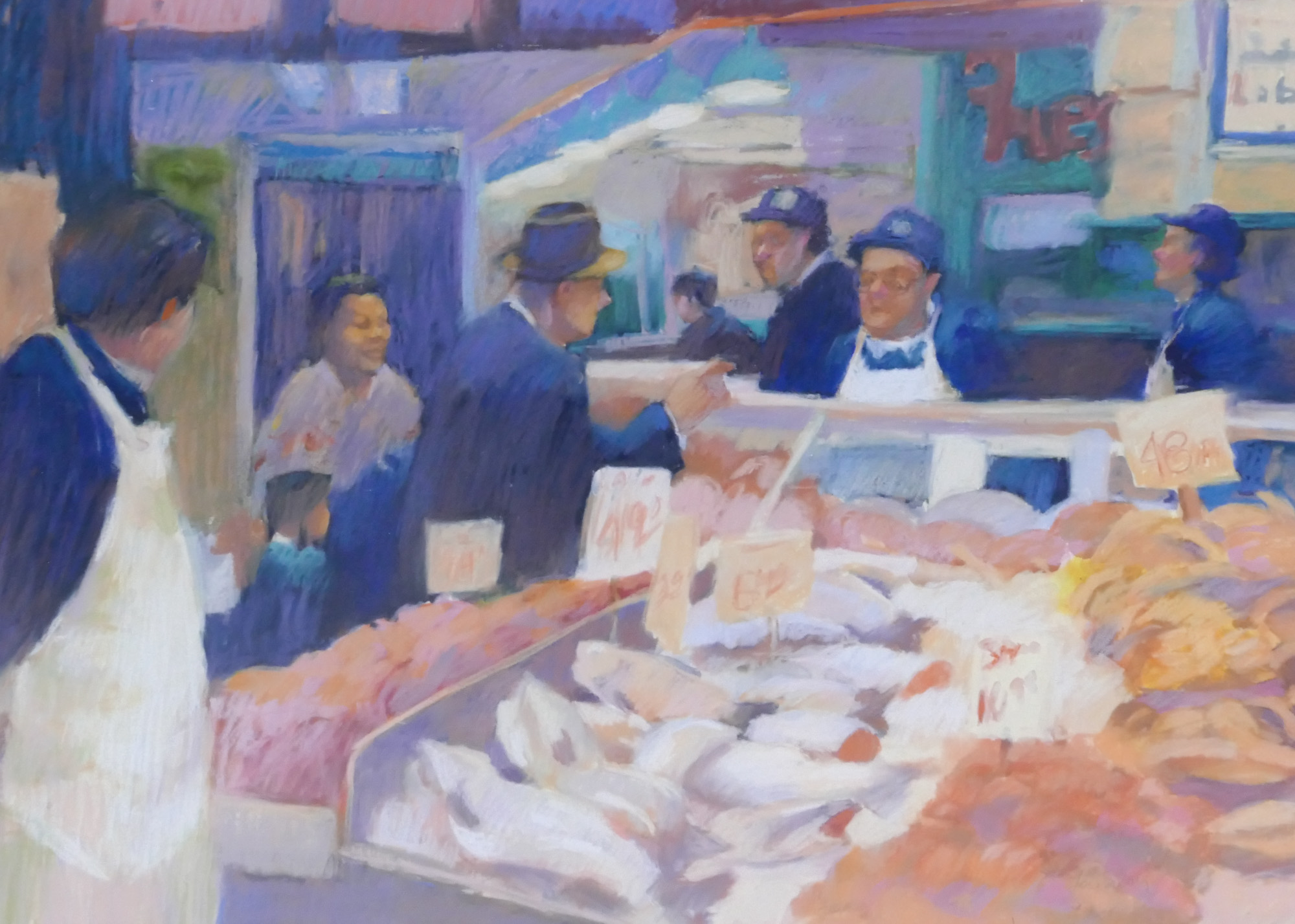 Appraisal: Lois Silver b Washington Pike Place Market Scene Pastel on