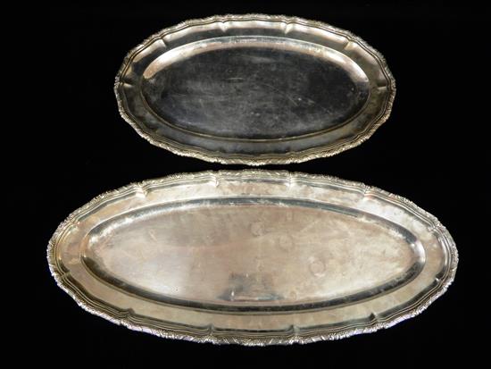 Appraisal: Two Austrian silver trays c - both with similar reeded