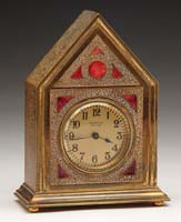 Appraisal: TIFFANY FURNACES CLOCK With steeple form having red enameling and