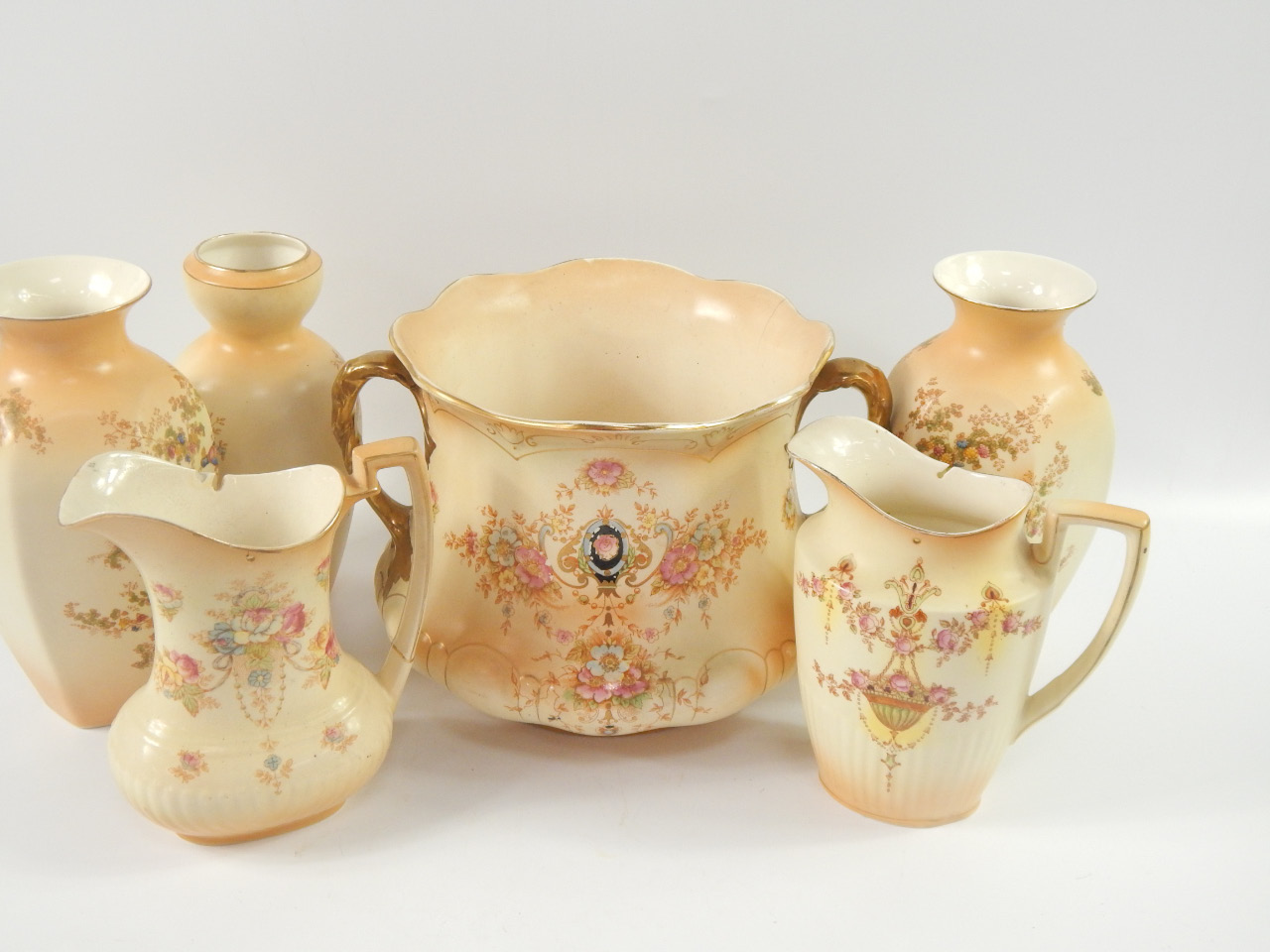 Appraisal: Crown Ducal and Crown Devon blush pottery including vases jugs