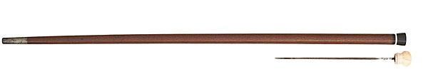 Appraisal: MAHOGANY AND IVORY DAGGER CANE English second half th century