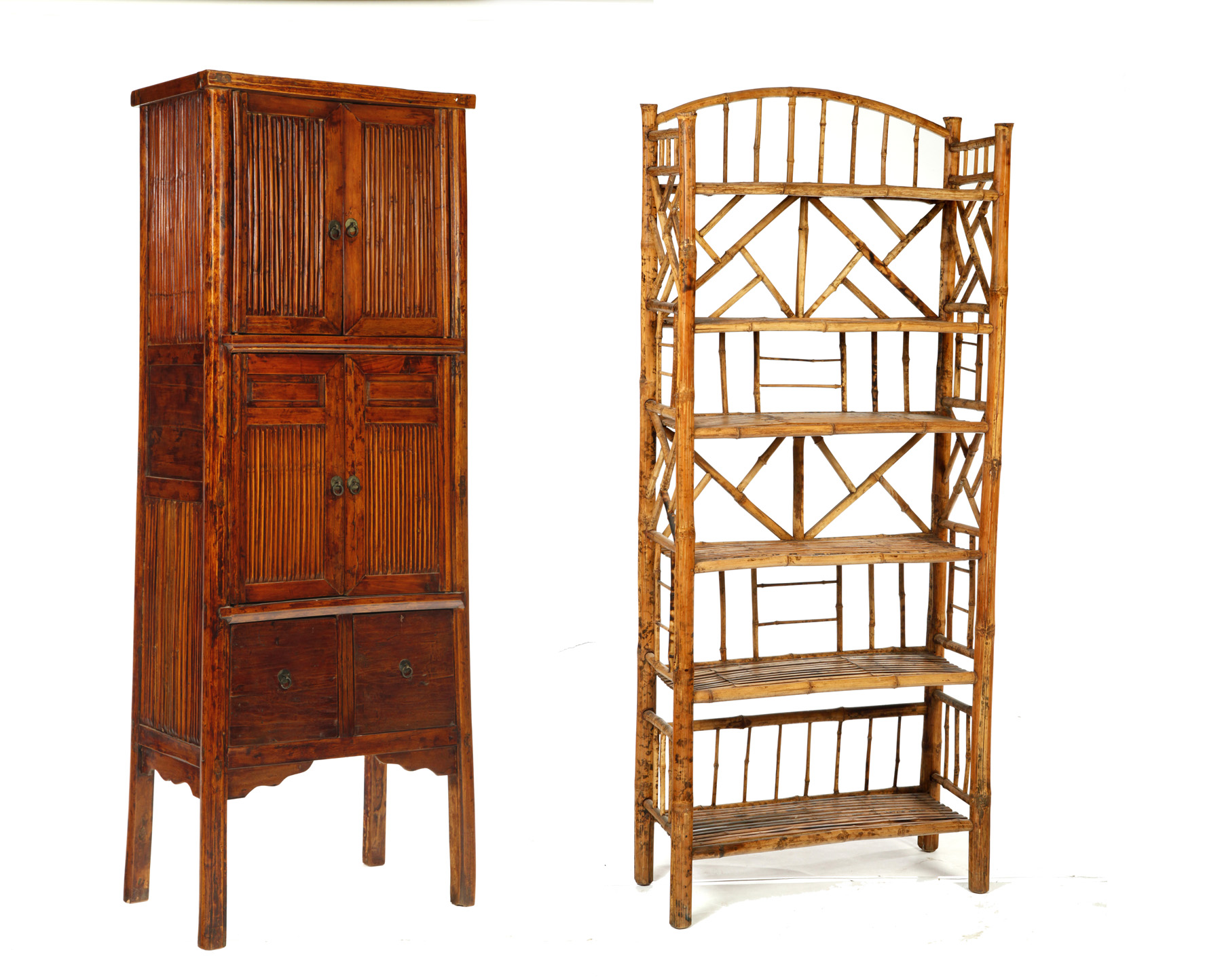 Appraisal: SET OF SHELVES AND CABINET China th century bamboo Open