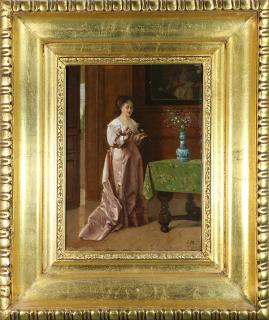 Appraisal: Painting Lady in Satin Dress European School th centruy Lady