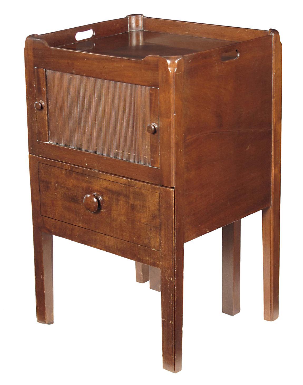 Appraisal: An early th century mahogany tray top bedside commode