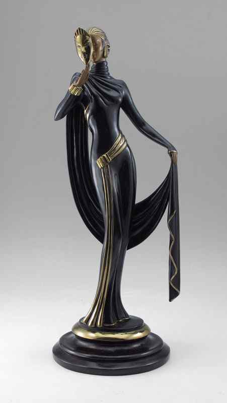 Appraisal: ERTE LA MASQUE BRONZE '' h incised signature in the