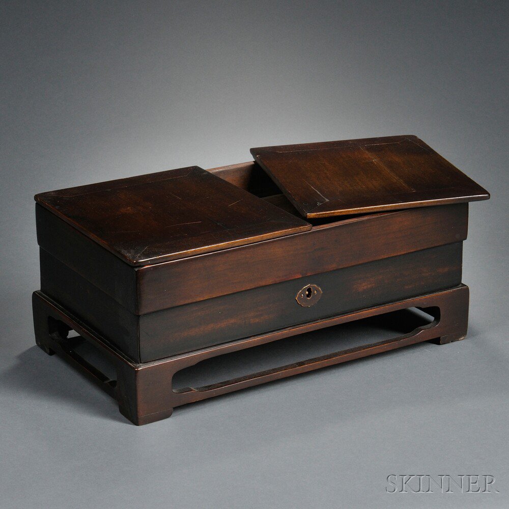 Appraisal: Scholar's Tabletop Document Box Korea th century elmwood for storing