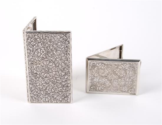 Appraisal: Two Italian Silver Engraved Cigarette Cases Length of largest inches