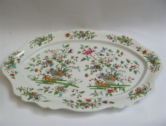 Appraisal: ENGLISH PORCELAIN LARGE PLATTER Tree of Life pattern by shaped