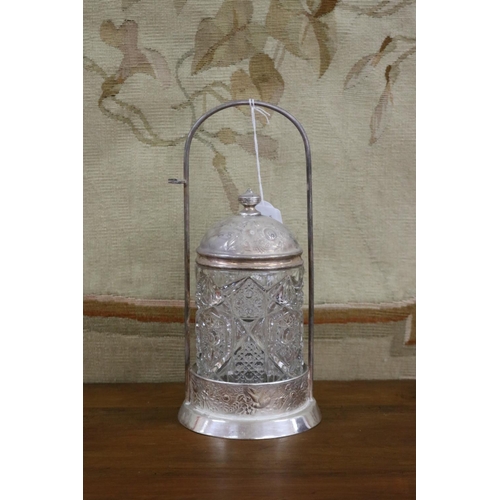 Appraisal: American lidded jar with a plated frame approx cm H