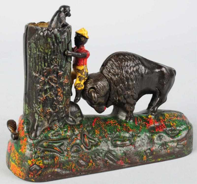 Appraisal: Cast Iron Butting Buffalo Mechanical Bank Manufactured by Kyser and