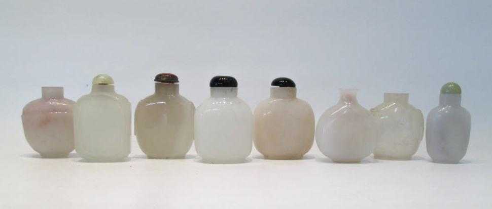 Appraisal: EIGHT CHINESE SNUFF BOTTLES made from polished agate hardstone and