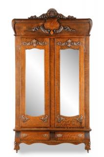 Appraisal: Continental Carved Oak Door Armoire Continental late th early th