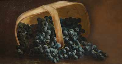 Appraisal: Unsigned Still Life Still life with basket of grapes Oil