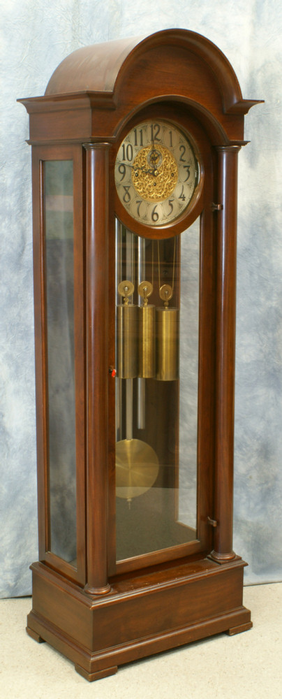 Appraisal: Mahogany tube dome top hall clock dial unsigned tall at