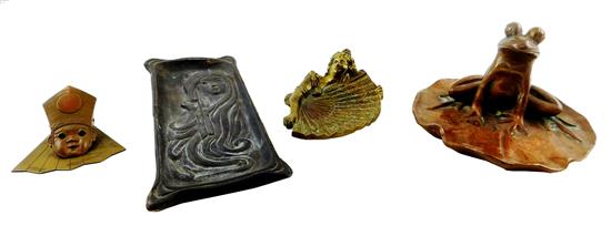 Appraisal: Four Art Nouveau bronze brass and other cast-metal desk accessories