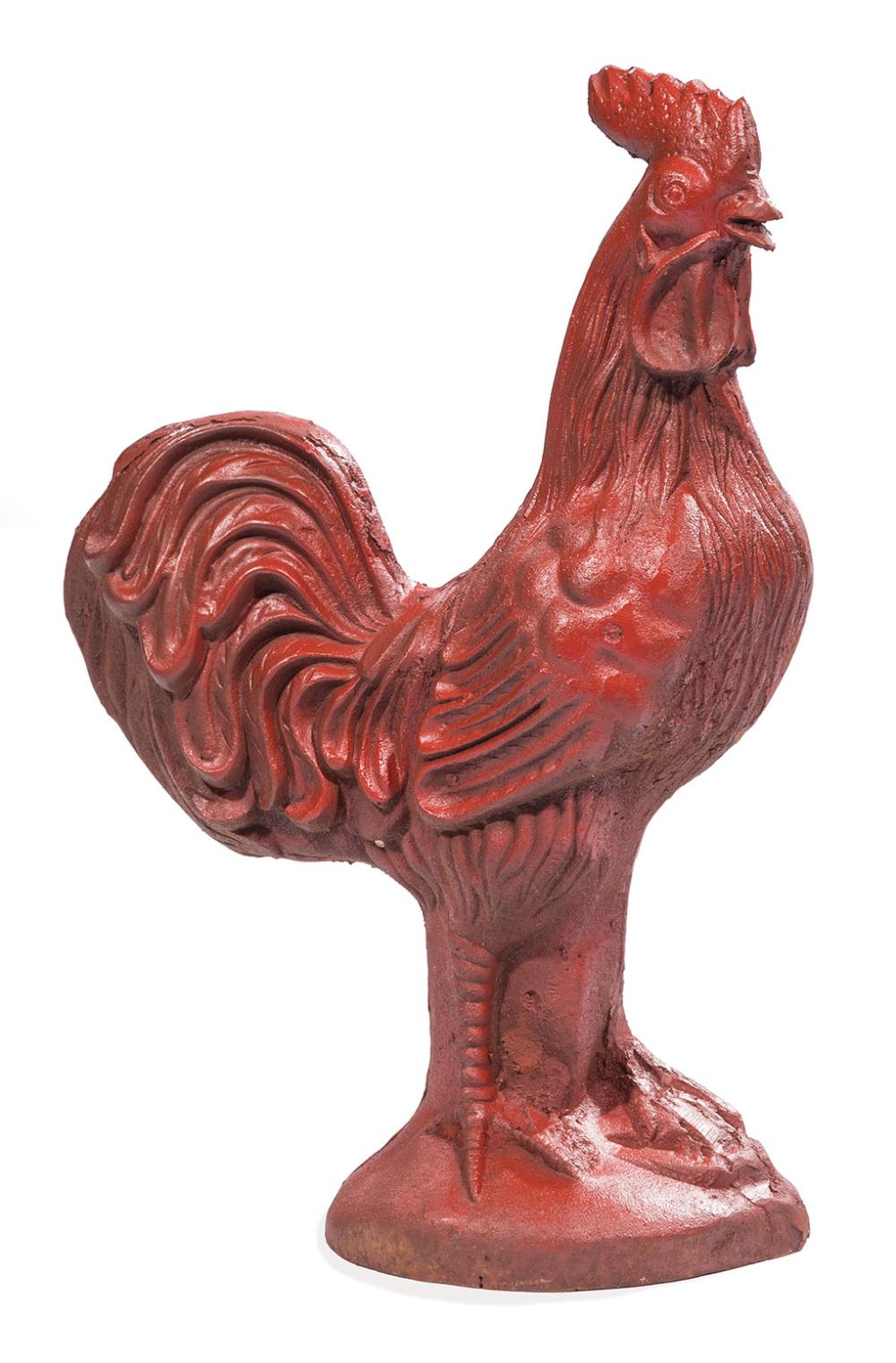 Appraisal: Cast Iron Garden Figure of a Rooster red paint h