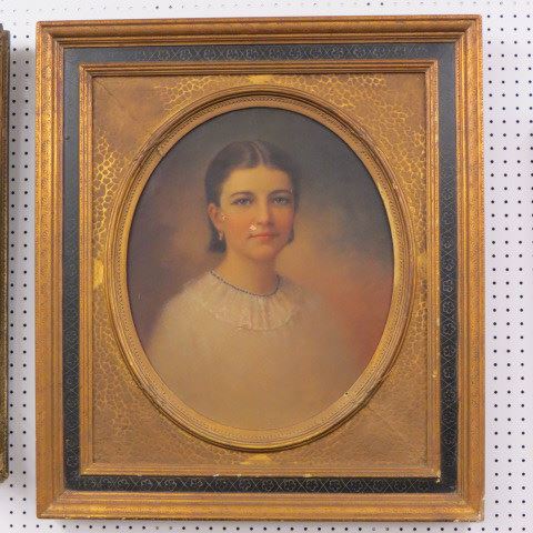 Appraisal: th Century Portrait Painting of a Young Girl oval image